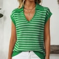thumbnail image 5 of Dealovy Tank Tops for Women Cap Sleeve Shirts Casual V Neck Knit Pullover Top Striped Loose Fitted Blouses Sweater Veats, 5 of 6