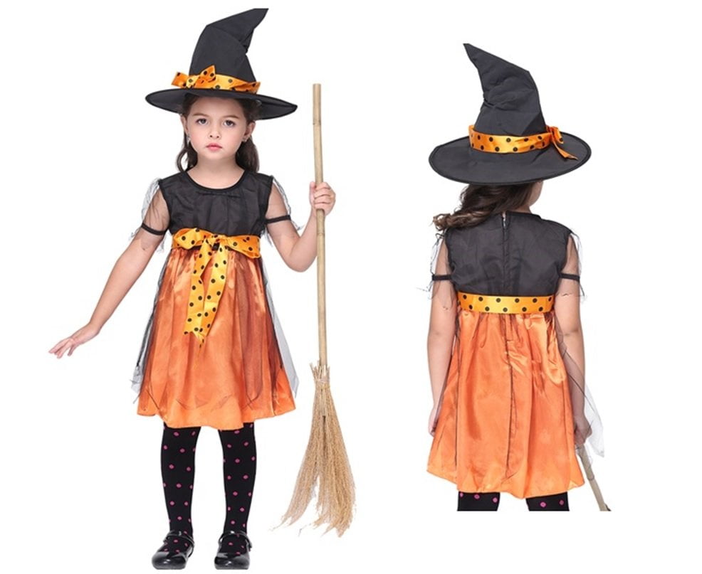 Orange Glitter Witch Tights Dress Up Cute Child Halloween Costume Accessory