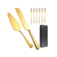 thumbnail image 1 of Juego De Cuchillos De Corte De Pastel De Acero Inoxidable Malubero Dorado, 1 of 5