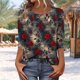 thumbnail image 4 of Xuyuer Unisex Print 3/4 Sleeve Tee - Fashion Women's Loose Casual Round Neck 3/4 Sleeve Oversized Top for Music Festival Grounds, and Free-Spirited Gender-Neutral Layered Street Style, 4 of 7