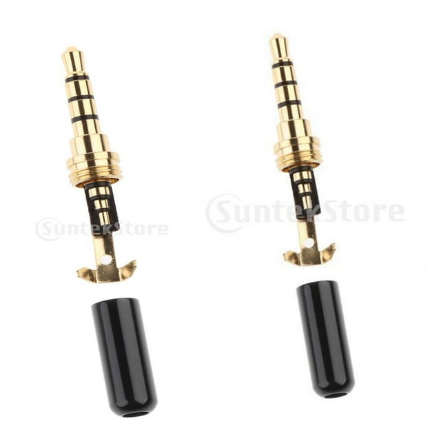 Conector de soldadura macho 2x3,5mm 1/8 para auriculares Baoblaze negro