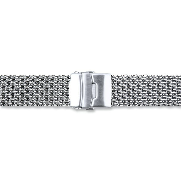 20mm Stainless Steel Shark Mesh Divers Clasp Watch Band 7