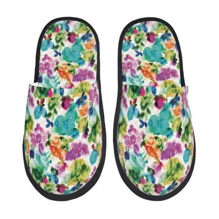 

Tideii Watercolor Flowers for Home Indoor Cotton Slippers Autumn and Winter EVA Plush Slippers Household Supplies Unisex-Large