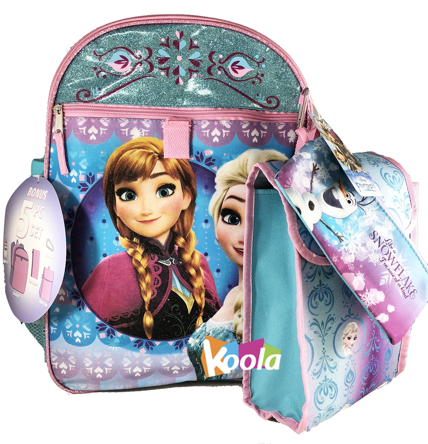 Disney Store Frozen Backpack & Lunch Tote Box Elsa Snowflake School Bag Silver 