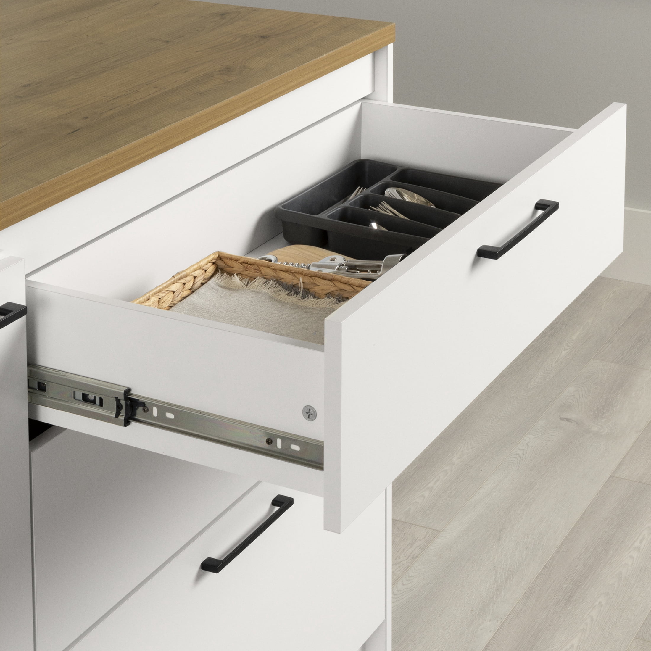 South Shore Myro, Contemporary Kitchen Island,  White