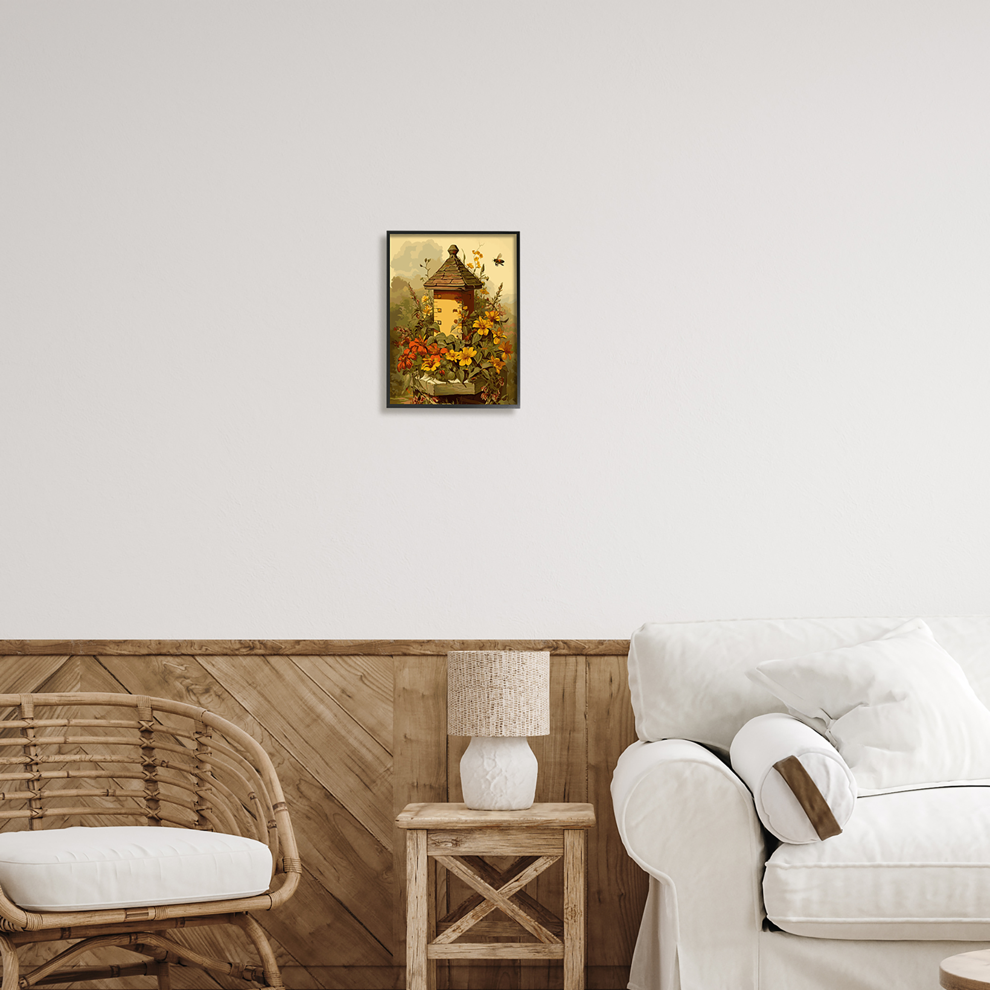 Stupell Industries Bees & Floral Architecture Botanical & Floral Painting Black Framed Art Print Wall Art, 11 x 14