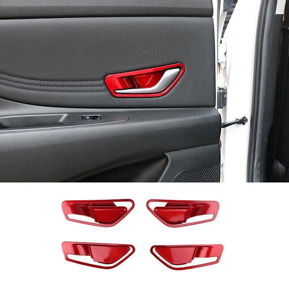 for Hyundai for Elantra 2021 - 2023 Red Interior Door Handle Bowl Cover Trim 4 pcs -