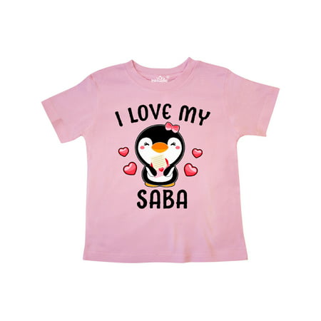 

Inktastic I Love My Saba with Cute Penguin and Hearts Gift Toddler Toddler Girl T-Shirt