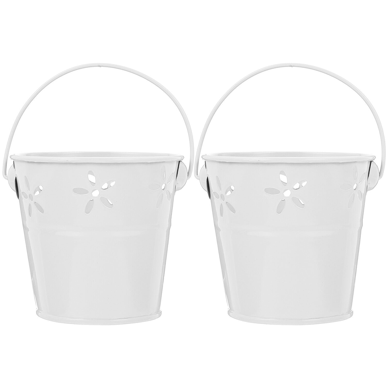2Pcs Iron Bucket Plants Buckets Portable Flower Storage Buckets for