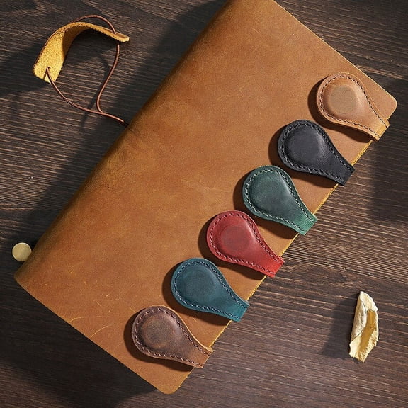 Visland Magnetic Bookmark Retro Genuine Leather Cover Durable Notebook Accessory Office School Decoration