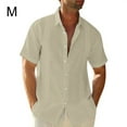 thumbnail image 2 of serony Traveling Casual Style Men's Button Down Shirt Summer Pool Party Solid Color Simple Design Slim Fit Tops Daily Clothes Khaki M, 2 of 5