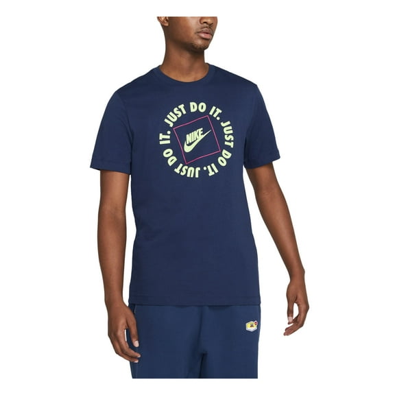 NIKE Mens Navy Lightweight, Logo Graphic Short Sleeve Classic Fit T-Shirt M