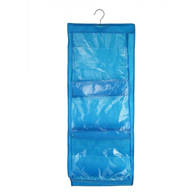 Sywqhk Bolso de mano transparente de 6 bolsillos Bolsa de almacenamiento colgante Bolsa a prueba de polvo (Azul) Sywqhk Para estrenar