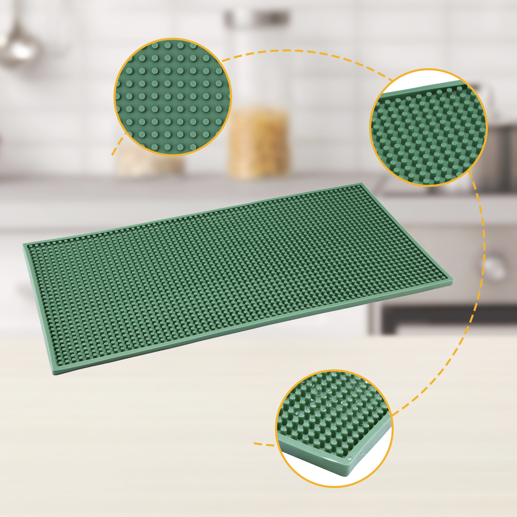 Unique Bargains Silicone Dish Drying Mat for Kitchen Counter Green 23.6*11.8*0.4 inch