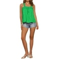 thumbnail image 2 of INSPIRE CHIC Casual Sleeveless Top for Women's Square Neck Panel Lace Ruffles Tank Tops XS Green, 2 of 6