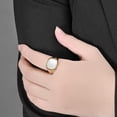 thumbnail image 3 of 15mm Square White Shell Band Stainless Steel Men Women Ring Gold /Silver Sz 6-12, 3 of 7