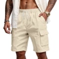 thumbnail image 3 of Lumtrix Cargo Shorts for Men Lightweight Elastic Waist Work Short Loose Fit Hiking Outdoor Bottom with Pockets Khaki 3XL, 3 of 7