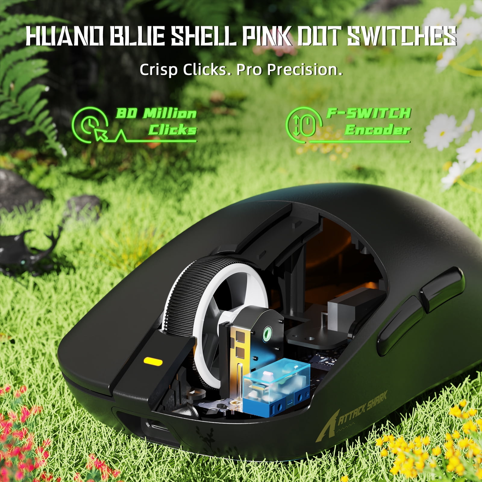 ATTACK SHARK X8SE Mouse for Large Hand, 55g SUPERLIGHT, PixArt PAW3311 Gaming Sensor, BT/2.4G Wireless/Wired, Adjustable DPI up to 25000, 500mAh Battery (Black)