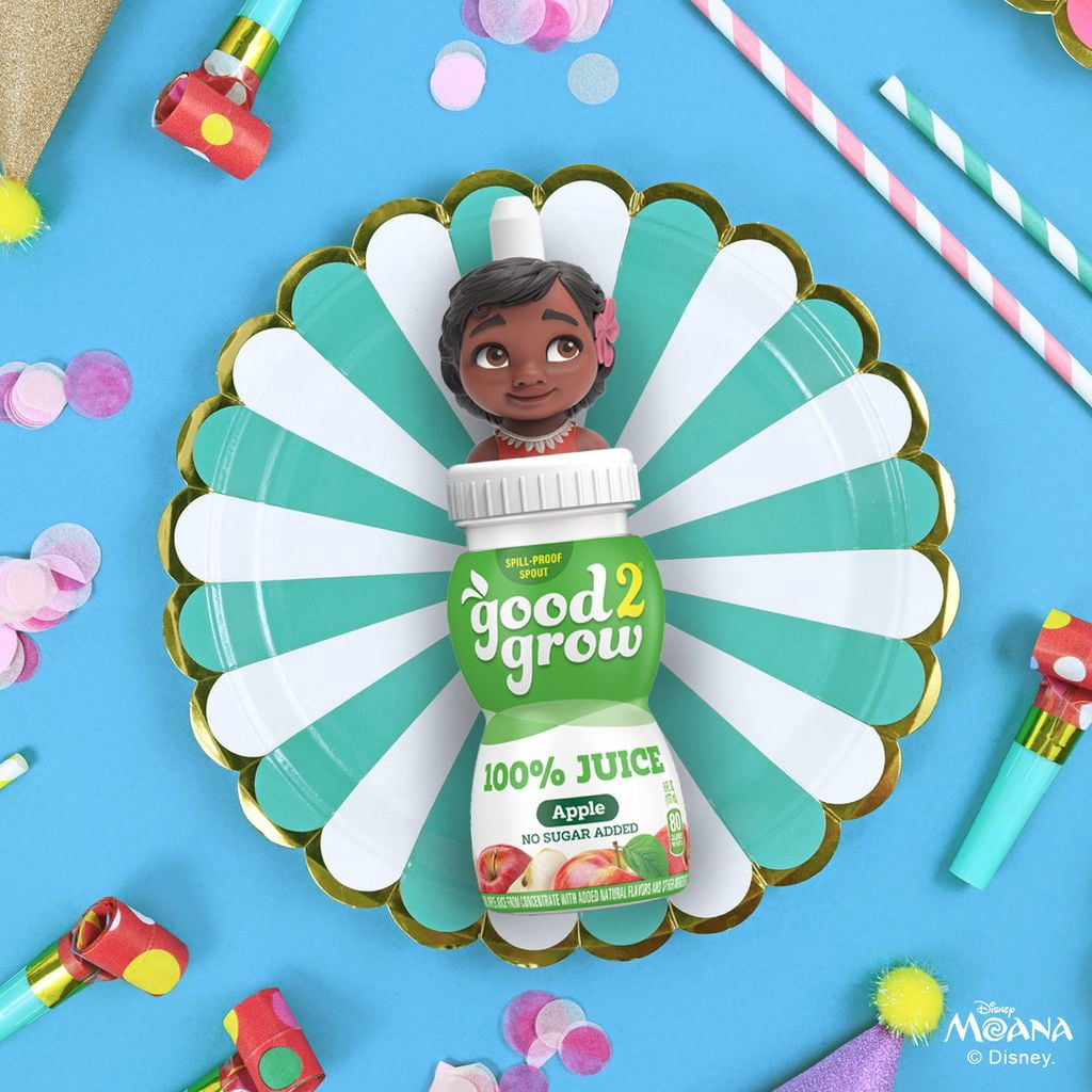 good2grow Disney Moana 100% Apple Juice Party Pack, 6 fl oz Bottles (Pack of 12)