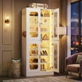 thumbnail image 2 of Homieasy 8-Tier LED Shoe Cabinet with Adjustable Shelves - 67 inch Tall Shoe Racks with Hooks for Entryway, Living Room, 24-32 Pairs,White, 2 of 6