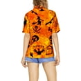 thumbnail image 3 of HAPPY BAY Women's Beach Halloween Costumes Party Blouse Shirt Spooky Hocus Pocus Print Tops Short Sleeve Button Down Holiday Shirts for Women S Scary Skull Orange, 3 of 5