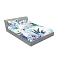 thumbnail image 2 of Ambesonne Tropical Fitted Sheet & Pillow Sham Set, Watercolor Parrot Palm, Full, Multicolor, 2 of 2