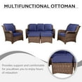 thumbnail image 6 of All-Weather Outdoor Furniture Set Rattan Sofa Chair with Ottoman, Navy Blue PE Wicker Sectional Set for Patio Balcony Garden Backyard, 6 of 7