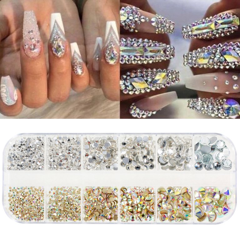 JESOT Nail Gems, 5500PCS Rhinestones for Nails Colorful Nail Rhinestones Kit  with Rhinestone Picker and Tweezers 