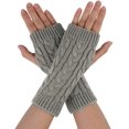 thumbnail image 1 of Gants d'Hiver Unisexes Design Texturé Tricotés Chauds Gris Clair, 1 of 7