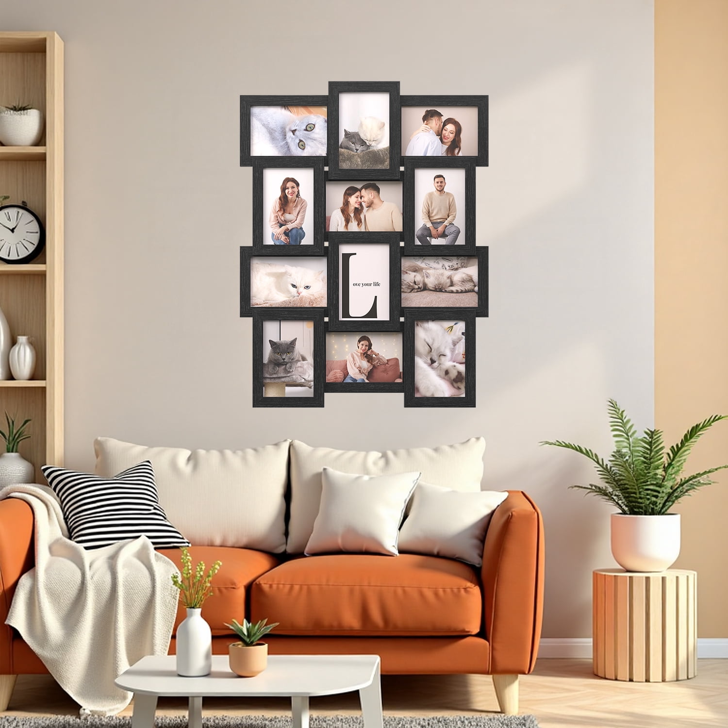 LEDREM 12-Piece Collage Picture Frame Set for Wall, 4x6 Photo Display with Hanging Kit, Easy-Assembly Gallery Wall Decor, Black