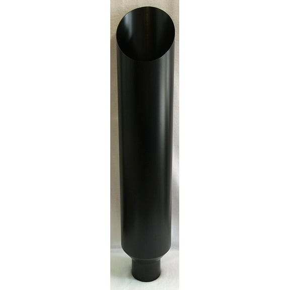 4" Inlet x 7" Outlet x 36" Tall FLAT BLACK Miter Cut Diesel Exhaust Stack Pipe (Weld On)