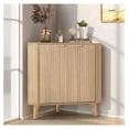 thumbnail image 6 of Fluted Corner Cabinet with Power, Small Corner Accent Cabinet with Storage, Adjustable Shelve, Space Saving Sideboard, Multifunctional Organizer for Living Room, Kitchen, Bathroom (Natural), 6 of 7