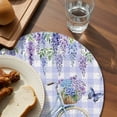 thumbnail image 3 of Purple Flowers Round 13 Inch Placemats Set of 2, Weeping Spring Floral Bicycle Checkered HeatResistant Non Slip Place Mats for Dining Table, Wipeable Braided Kitchen Table Mats for Housewarming, 3 of 9
