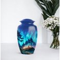 thumbnail image 7 of Northern Light Little Urn For Adult Male Set Of 4 - Keepsake Cremation Urn For Human Ashes Female - Decorative Memorial Urns For Ashes Adult Brother - 1 Large Blue Urns For Male (10&3) Inch, 7 of 7