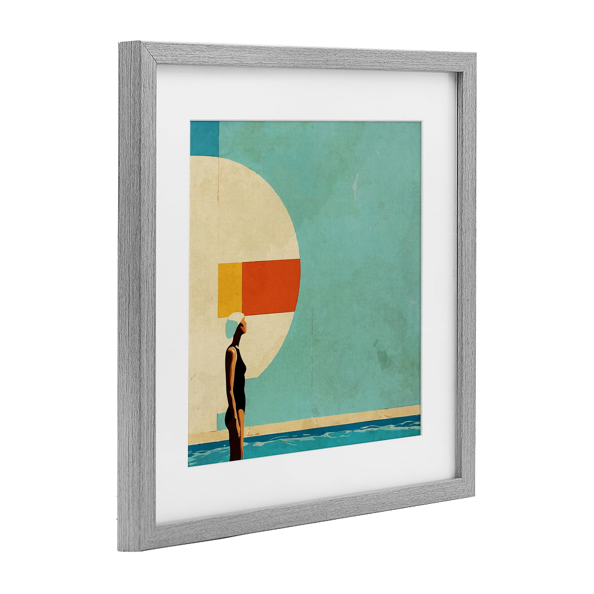 Stupell Industries Midcentury Pool Geometric Gray Framed Print Under Glass, design by Layla Oz