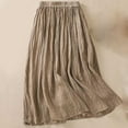 thumbnail image 4 of Mrat Plus Size Skirts for Curvy Ladies Women's Summer Solid Elastic Waist Cotton Linen Ankle Beach Skirt Summer Skirts S-33 Khaki M, 4 of 8