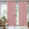 thumbnail image 3 of 1 Panel Outdoor Curtains for Patio Waterproof 54"x84", Coral Pink Morocco Weatherproof Privacy Outsides Curtains, Vintage Geometric Plaid Mahbudium Grommet Thermal Drapes for Cabana Porch Pergola, 3 of 8