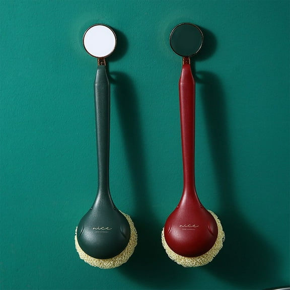 Hodwiequ Kitchen Dish Brush Bamboo Handle Dish Scrubber Built-In Scraper, Scrub Brush For Pans, Pots, Kitchen Sink Cleaning, Dishwashing And Cleaning Brushes Are Perfect Cleaning Tools Green,Red