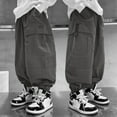 thumbnail image 2 of MEZZALL Boys Cargo Pants Fully Elastic Waist Trousers Solid Color Children Regular Fit Toddler Streetwear Soft / 10-11 Years, 2 of 8