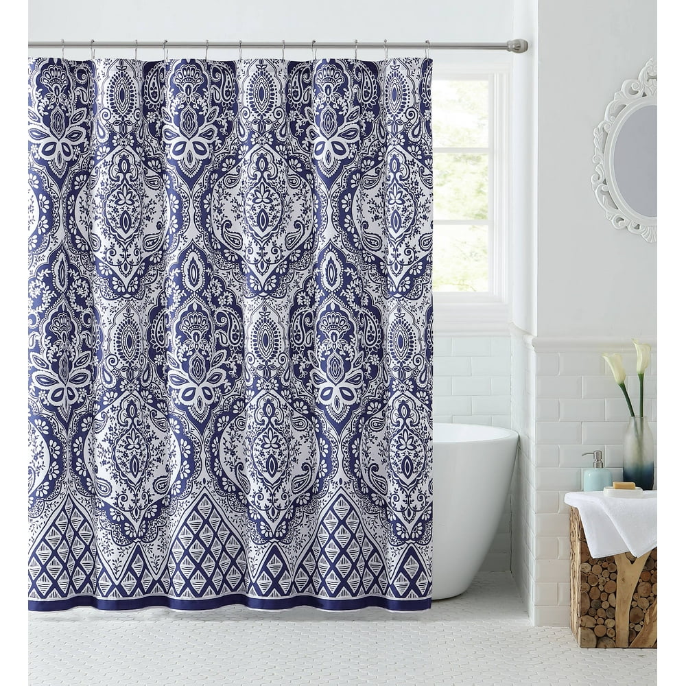 Tori Damask Shower Curtain,72"x72", Navy