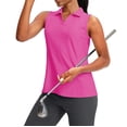 thumbnail image 2 of Outfmvch Women's Golf Shirt UPF 50+ Sleeveless Tennis Polo V Neck Workout Tank Top Racerback Athletic T Shirts with Collar V Neck Pink S, 2 of 9