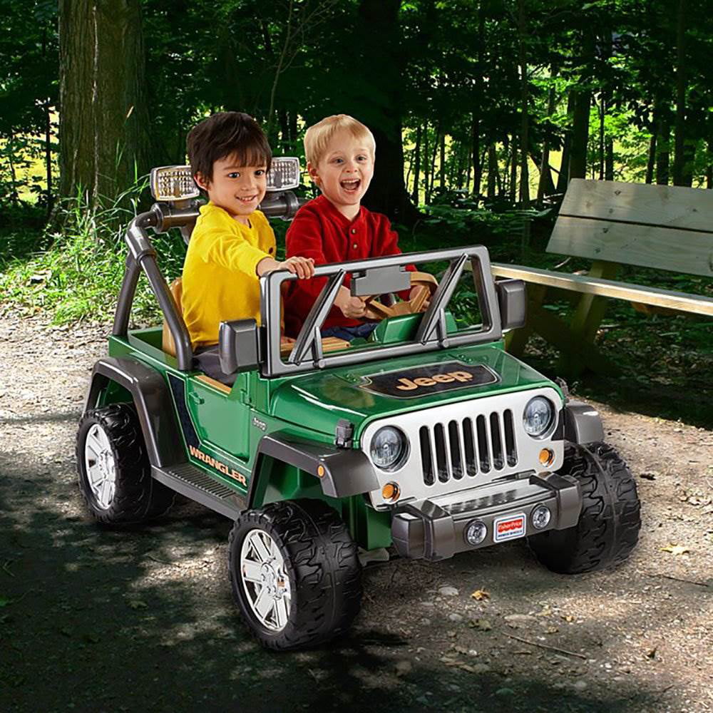 Fisher Price Power Wheels Deluxe Jeep Wrangler 12 Volt Kids Ride On Toy,  Green 