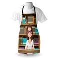 thumbnail image 4 of Geek Apron, Happy Student Girl in Library Studying Reading a Textbook Themed Digital Image Print, Unisex Kitchen Bib with Adjustable Neck for Cooking Gardening, Adult Size, Multicolor, by Ambesonne, 4 of 4