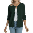 thumbnail image 3 of QUALFORT Women’s 100% Cotton Lightweight Button-Front Cardigan Sweater，crew neck Long Sleeve Knit, 3 of 6