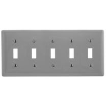 Hubbell NP5GY Gray Unbreakable 5-Gang Toggle Switch Cover Wallplate