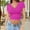 Hot Pink, variant on WCJM Women's Summer Causal Short Sleeve Tops Round Neck Stripe T Shirt Blous Women's Short Sleeve T-Shirt Women's Soft Workout Slim Casual Short Sleeved V Neck Crop Tops