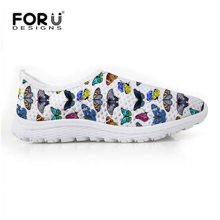 

FORUDESIGNS Summer Popular Women Super Light Mesh Shoes Flower Pattern Breathable Slip-on Flats Female Casual Beach Water Shoes