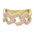 thumbnail image 2 of Dazzlingrock Collection Round Pink Sapphire Out Bling Cuban Link Band Ring for Women (Color Pink, Clarity Highly Included) in 10K Yellow Gold, Size 7, 2 of 4