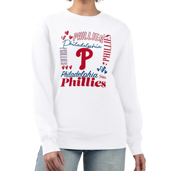 Women's G-III 4Her by Carl Banks White Philadelphia Phillies Collage Team Graphic Fleece Pullover Hoodie