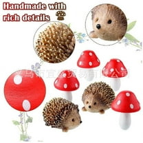 BERTDOMD 1 Set Mini Hedgehogs Figurines Mini Mushroom Decorative Resin Miniatures Small Animal Figures Miniature Garden Accessories